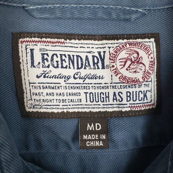 Legendary Whitetails Heavyweight Button Up Shirt Blue Long Sleeve Mens Size M - Picture 8 of 9